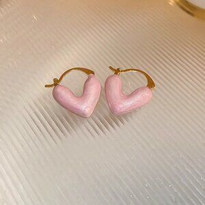 Pink heart hoops